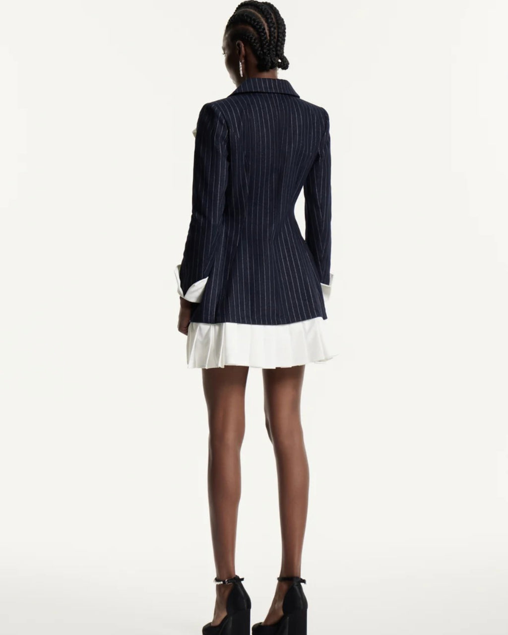Georgia Bow-Tie Striped Blazer Dress – Dark Blue