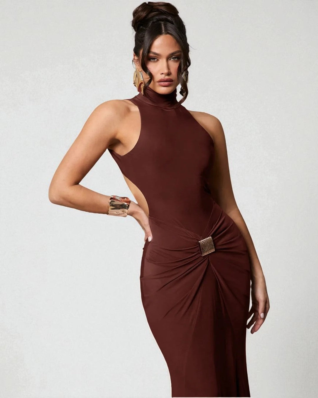 Gianna Maxi Dress - Coffee Brown