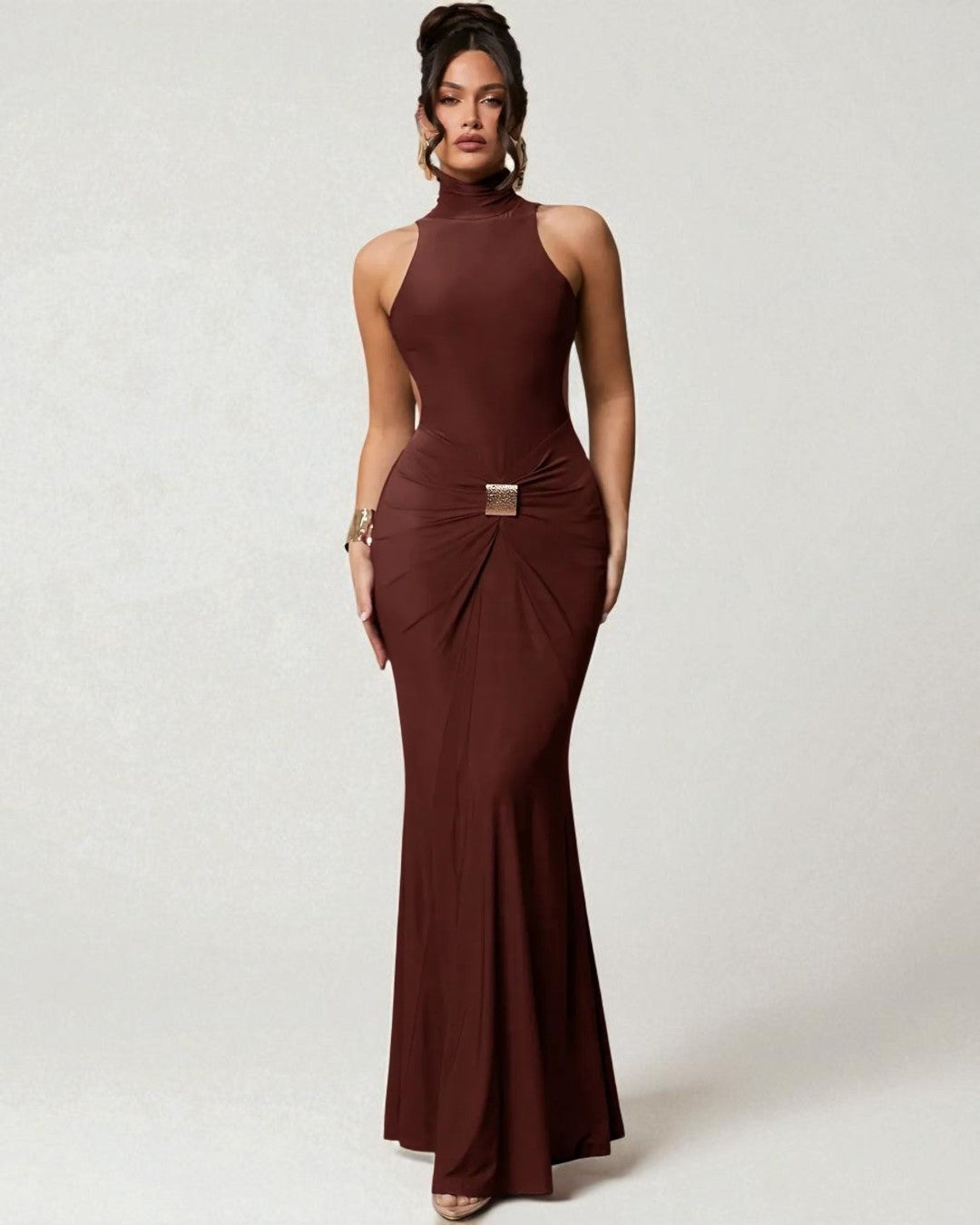 Gianna Maxi Dress - Coffee Brown