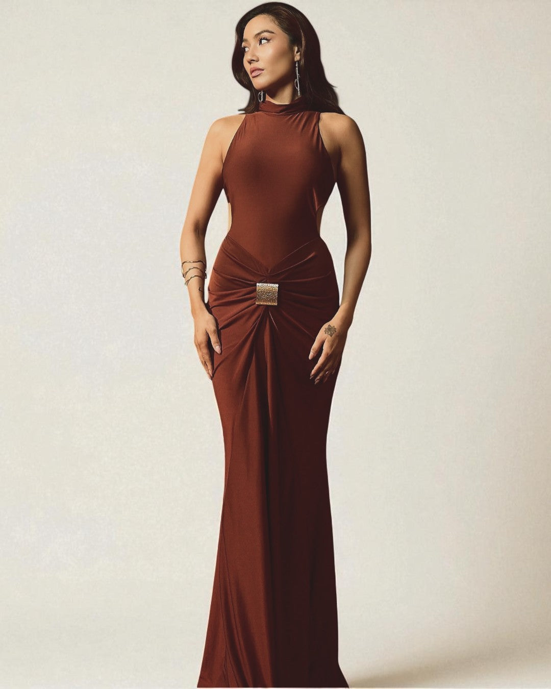Gianna Maxi Dress - Coffee Brown