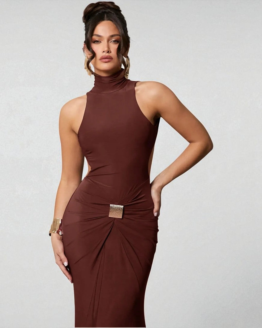 Gianna Maxi Dress - Coffee Brown