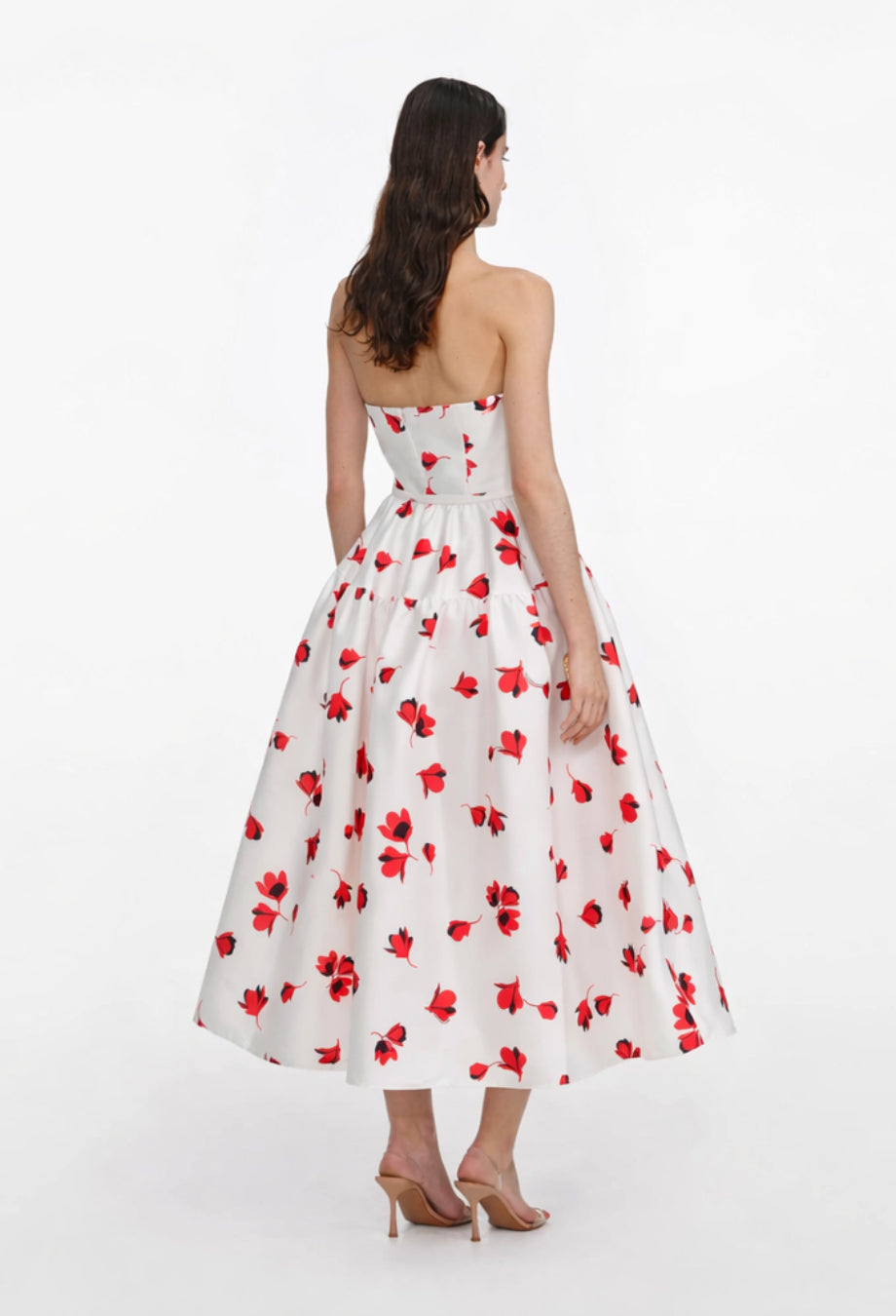 Gina Floral Print Strapless Midi Dress, strapless dress​, strapless midi dress, strapless floral dress​, strapless dress flower​