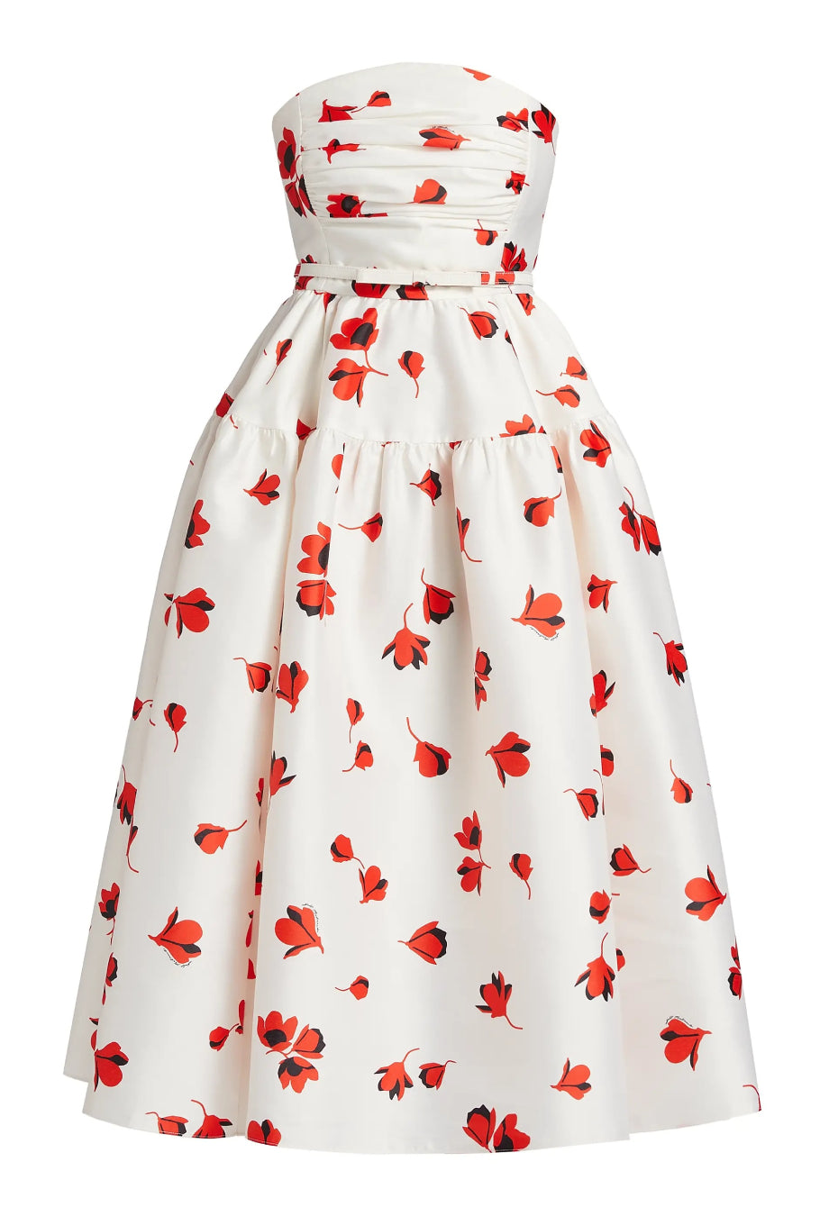 Gina Floral Print Strapless Midi Dress, strapless dress​, strapless midi dress, strapless floral dress​, strapless dress flower​