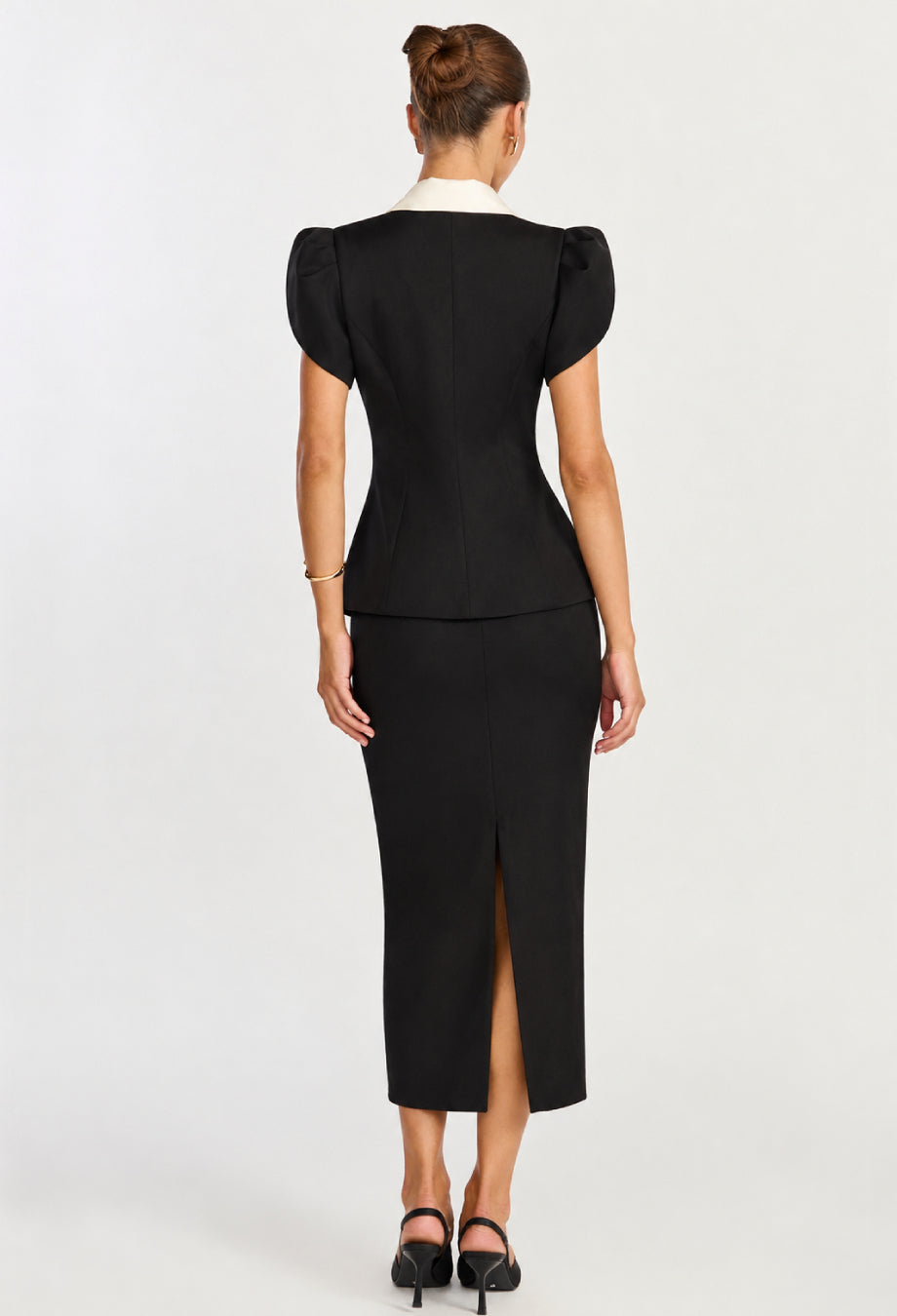 two piece black and white set, Fitted Blouse and Pencil Skirt, Gloria Black & White Two-Piece Set, ​black white two piece set​