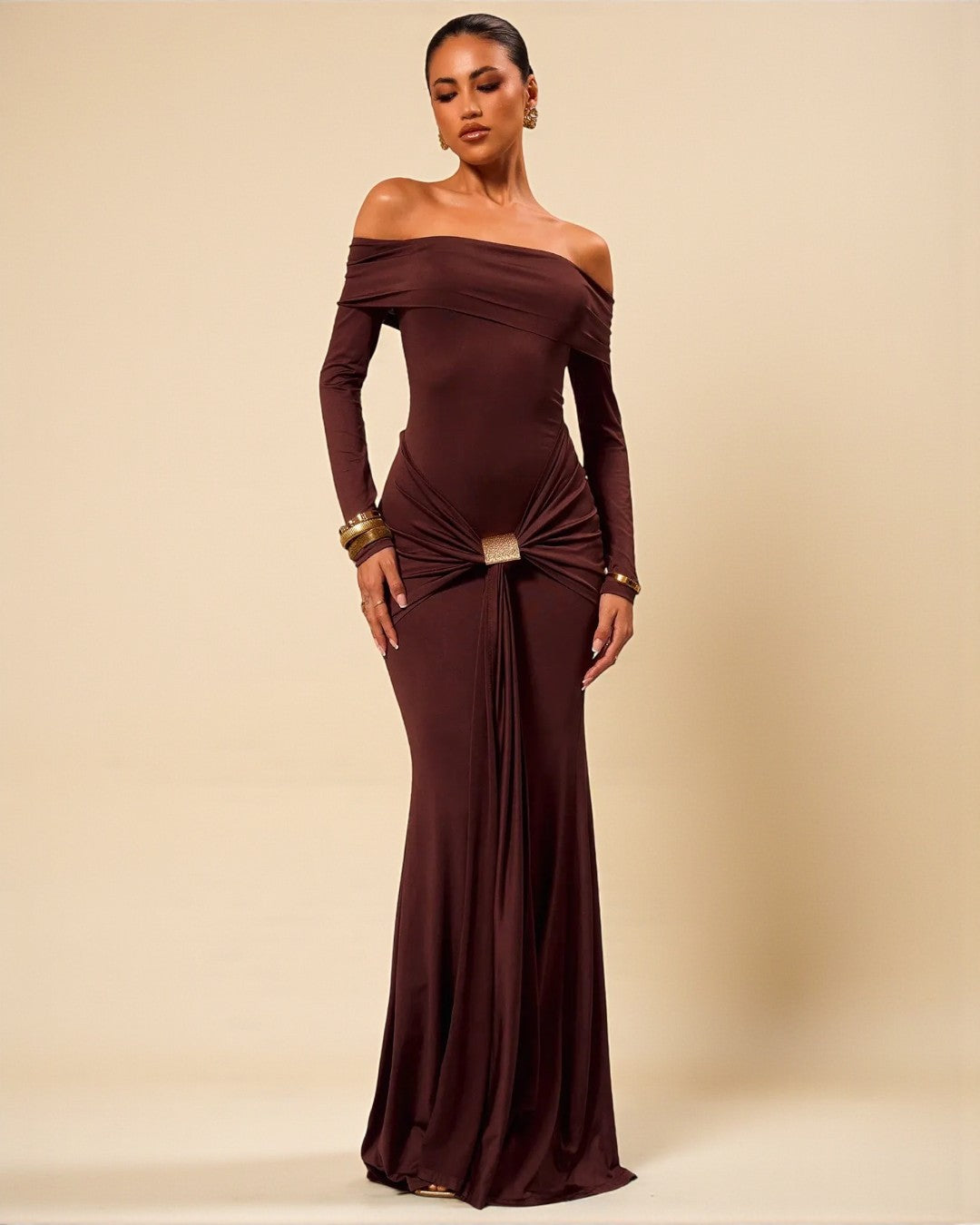 Grace Maxi Dress - Coffee Brown