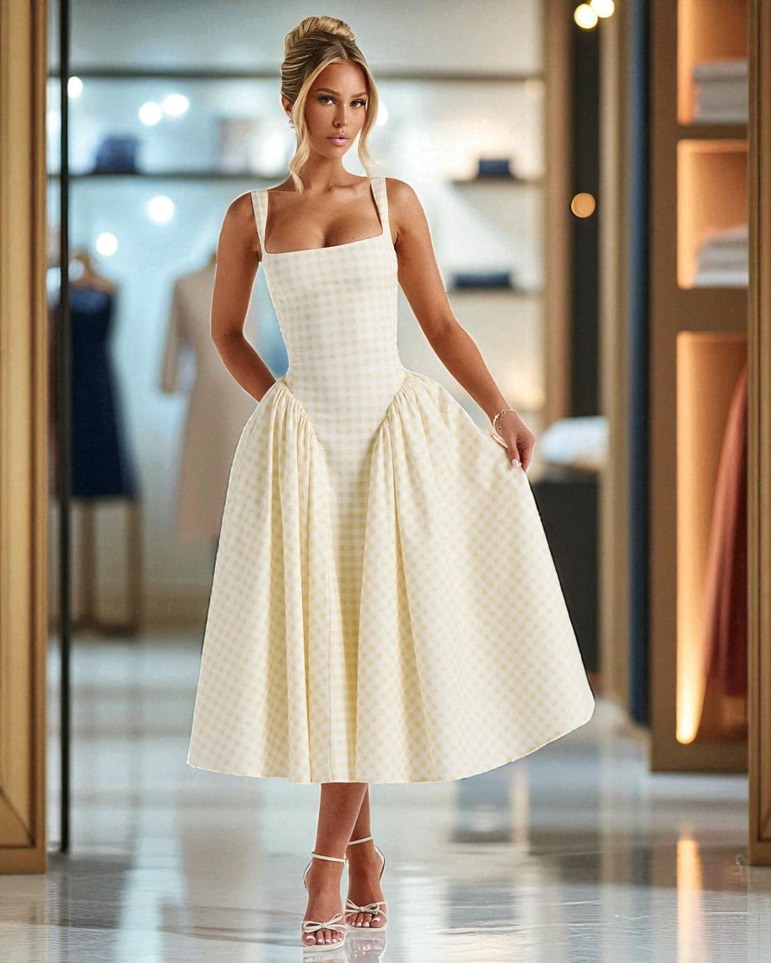 Hazel Midi Dress - Light Yellow