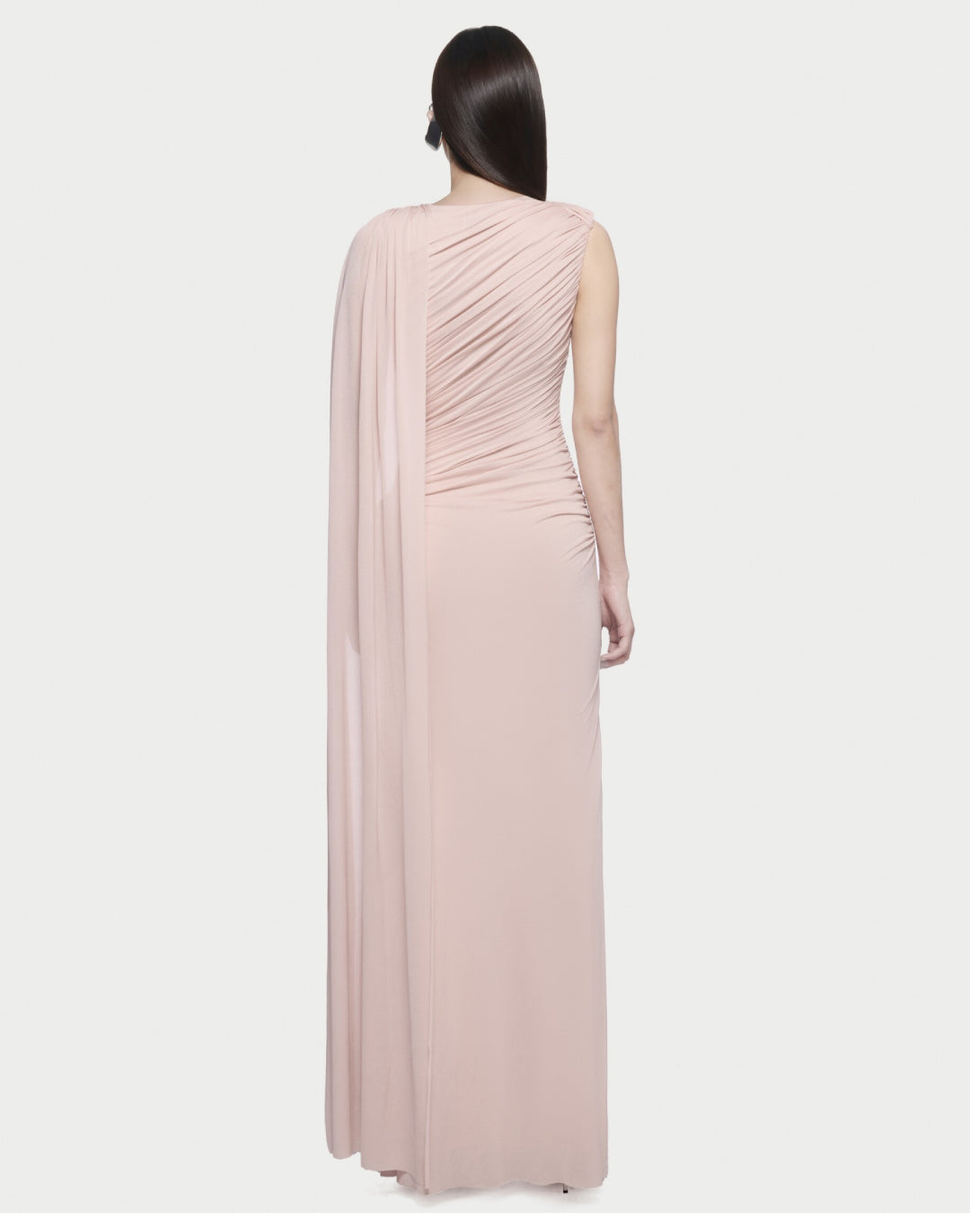 Ruched Draped Long Sleeve Maxi Dress - Pink / S Ruched Draped Long Sleeve Maxi Dress - Pink / S