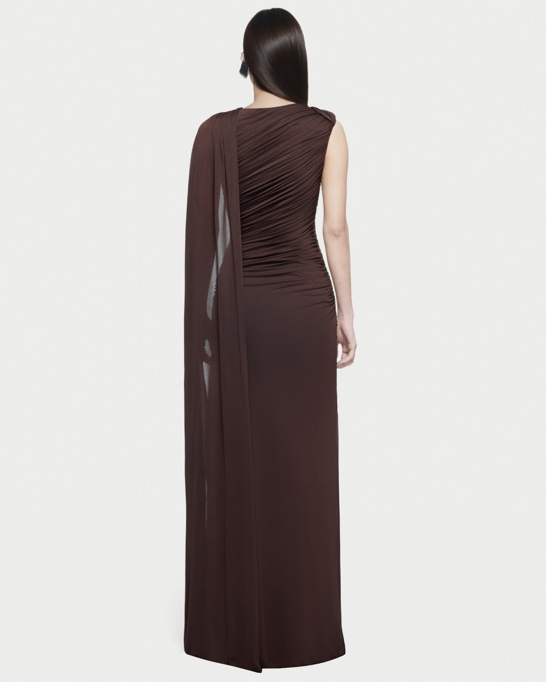 Helena Coffee Brown Maxi Dress - High Neck Brown Maxi Dress Helena Coffee Brown Maxi Dress - High Neck Brown Maxi Dress