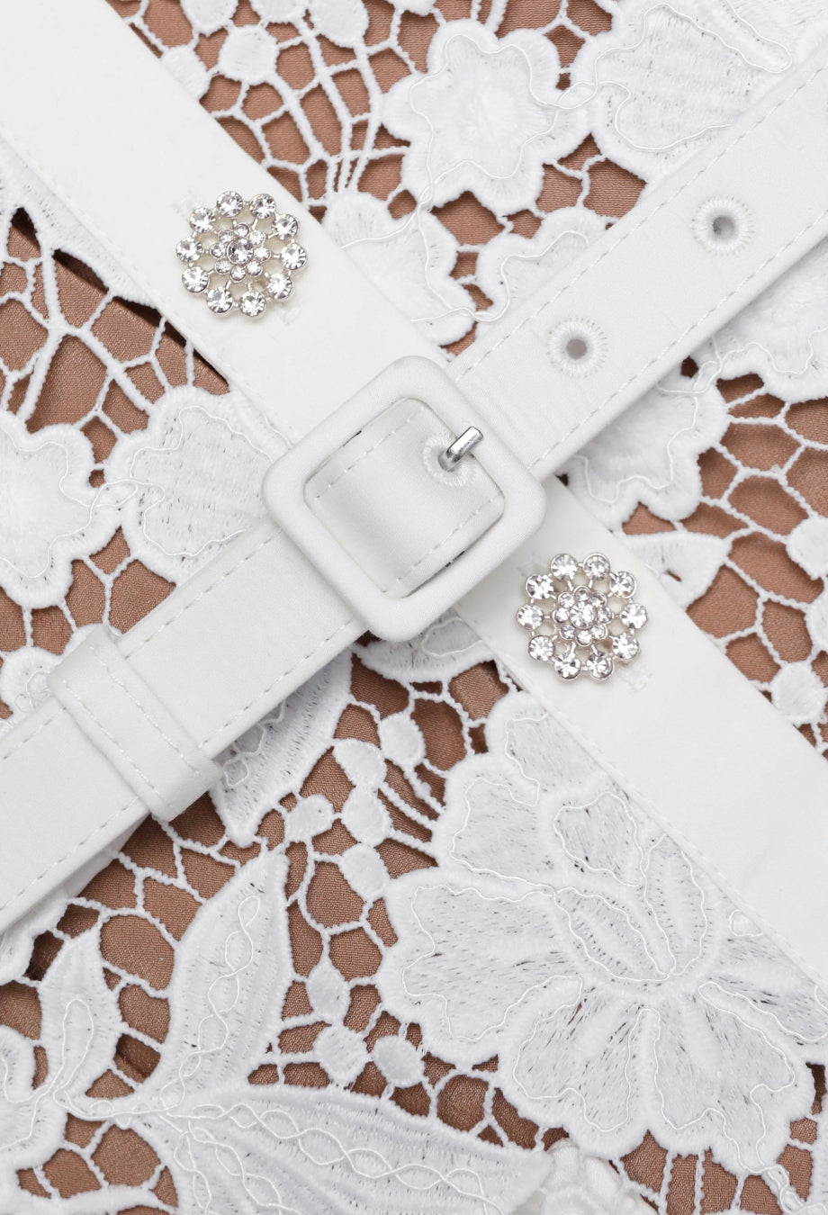 Deanna White Lace Collar Midi Dress with Short Sleeves, white lace graduation dress​, house of cb white lace dress