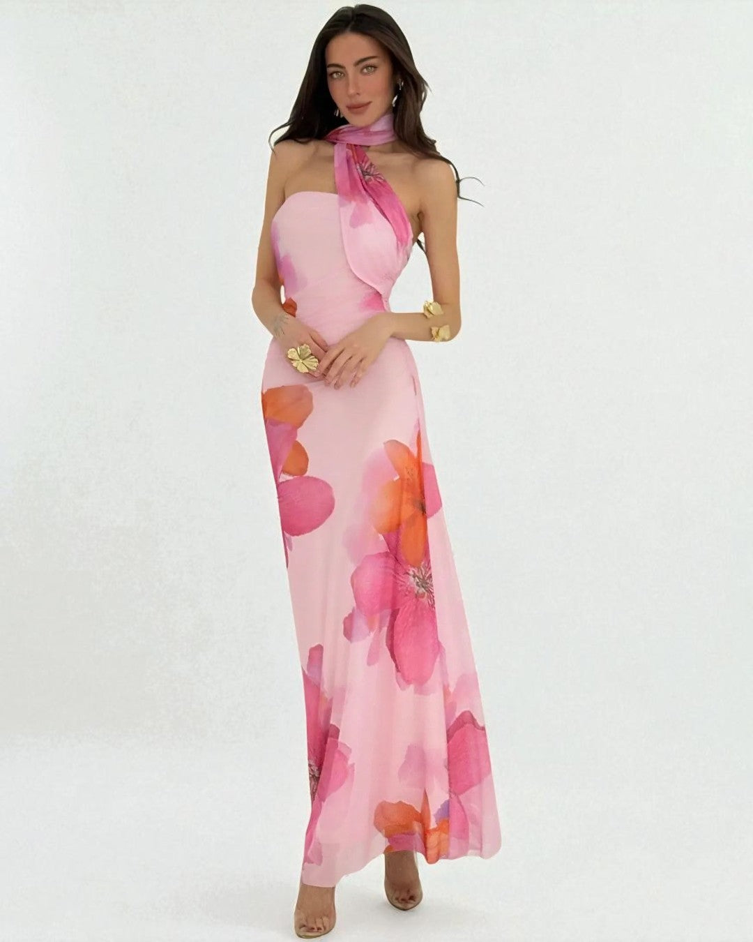 Isla Floral Print Maxi Dress - Pink