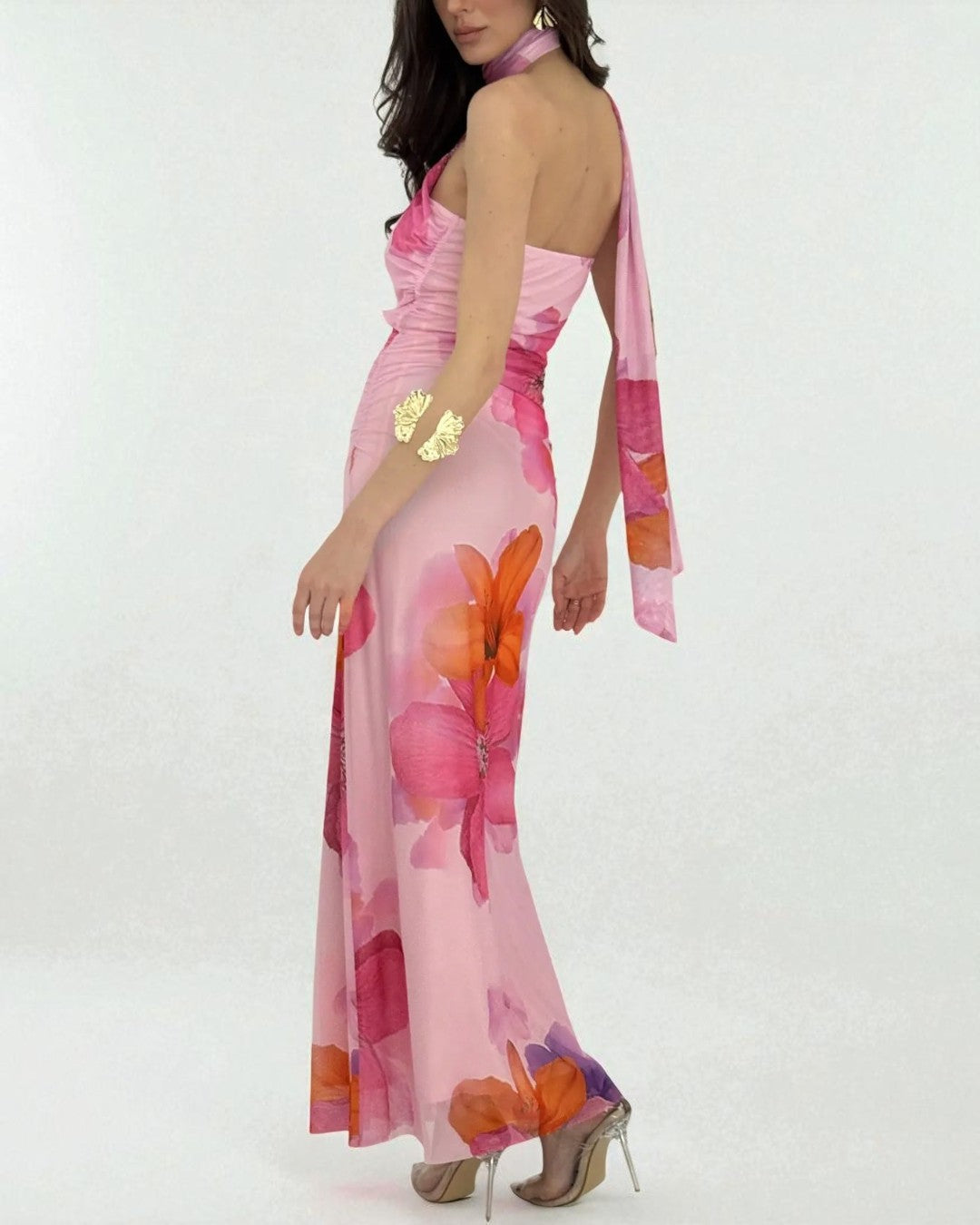 Isla Floral Print Maxi Dress - Pink