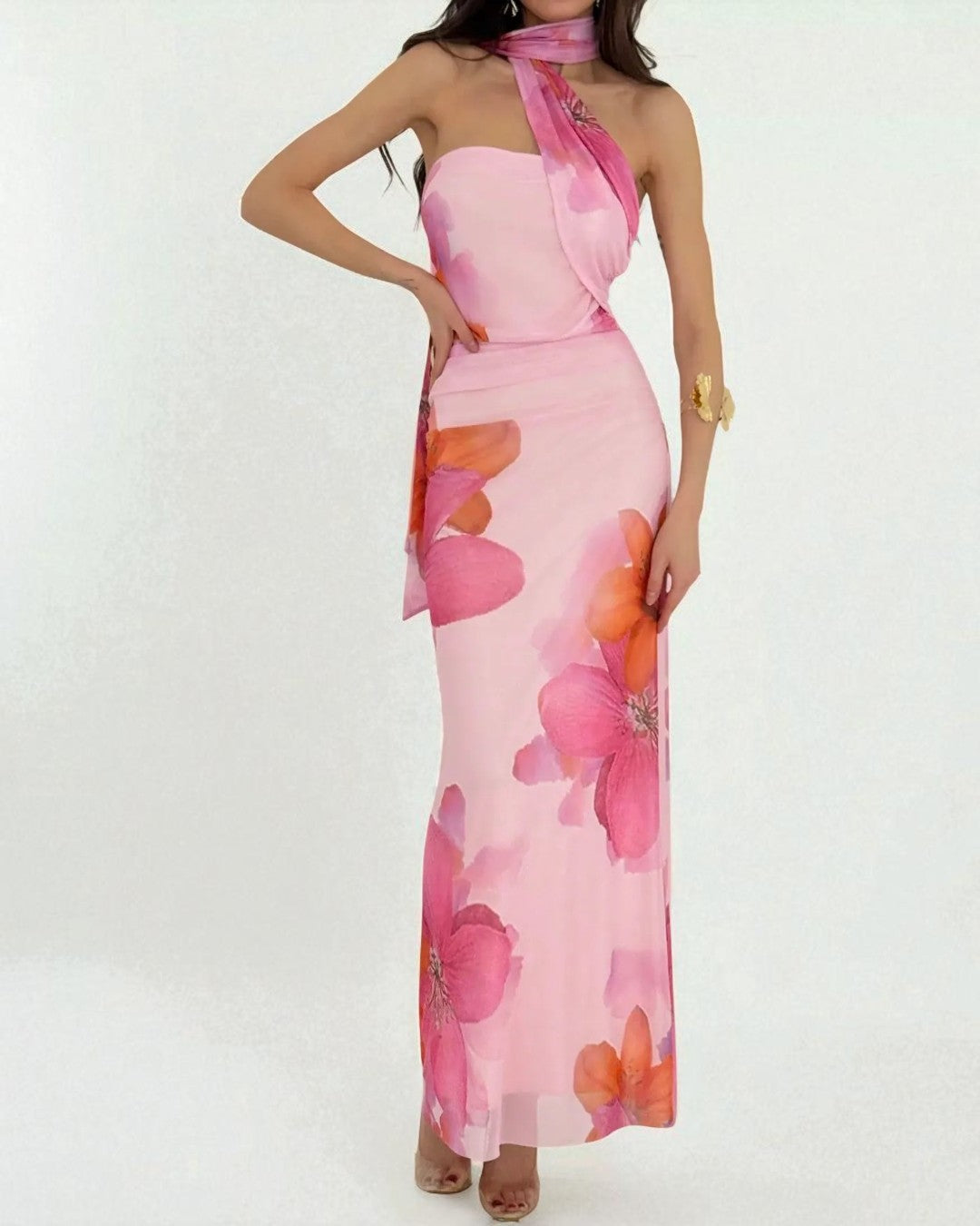 Isla Floral Print Maxi Dress - Pink