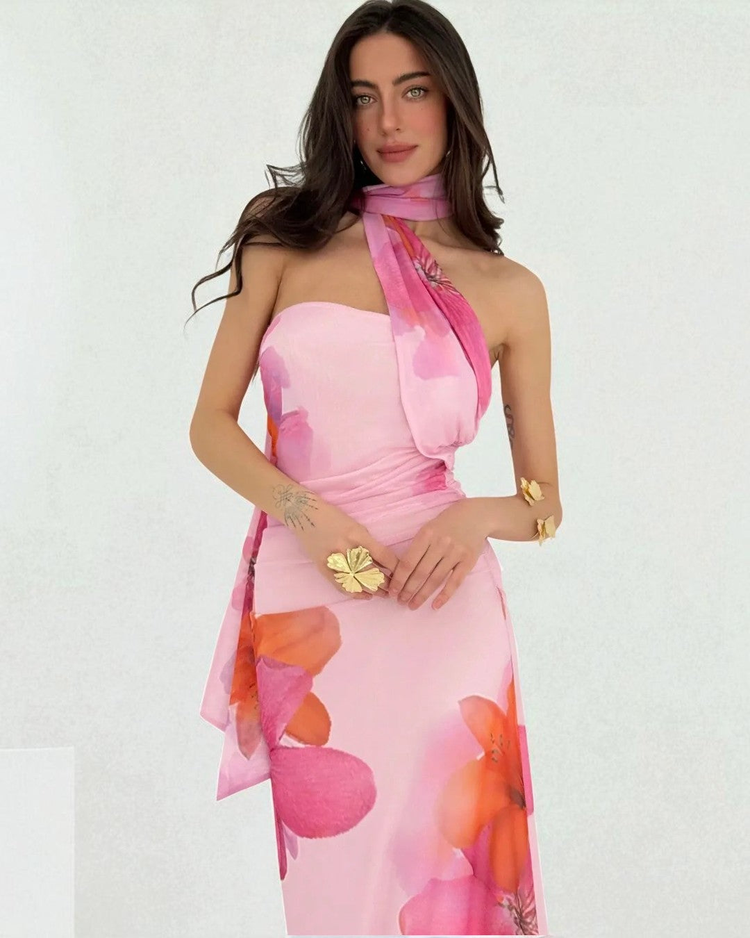 Isla Floral Print Maxi Dress - Pink