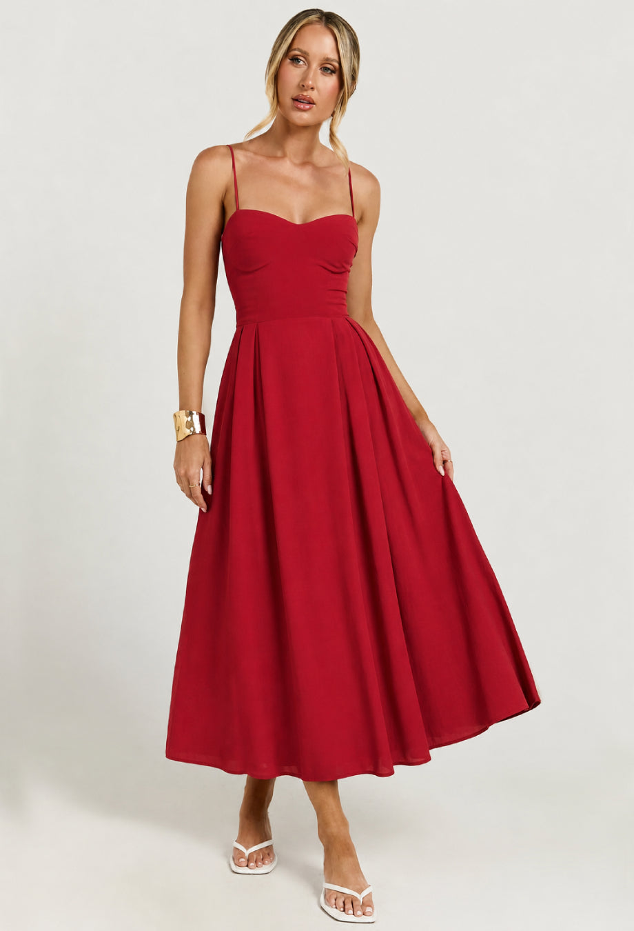 Jaelyn Red Midi Dress, chiffon formal dress​, jaelyn dress reformation​