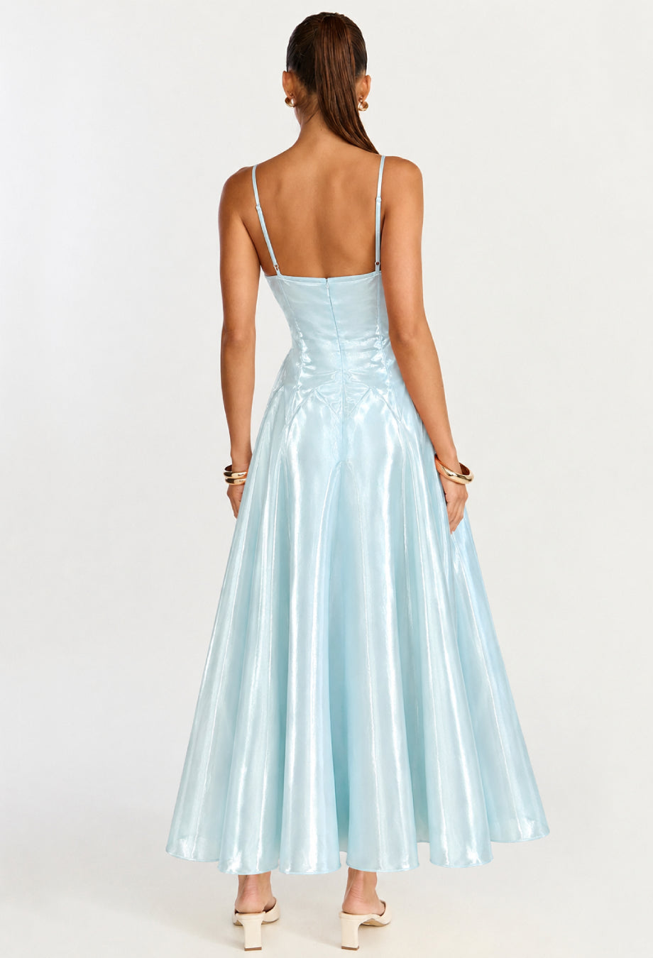 Mint Blue Satin Wedding Guest Dress
