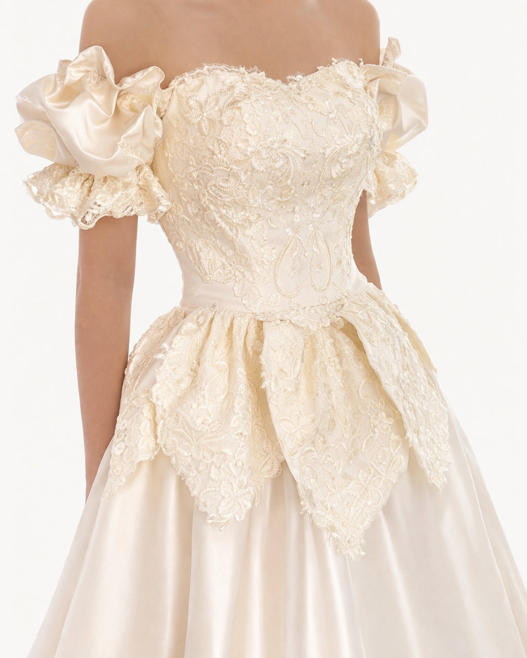 Jelena Vintage Embroidered Satin Maxi Dress, bridal cocktail dress, bridal dress civil wedding