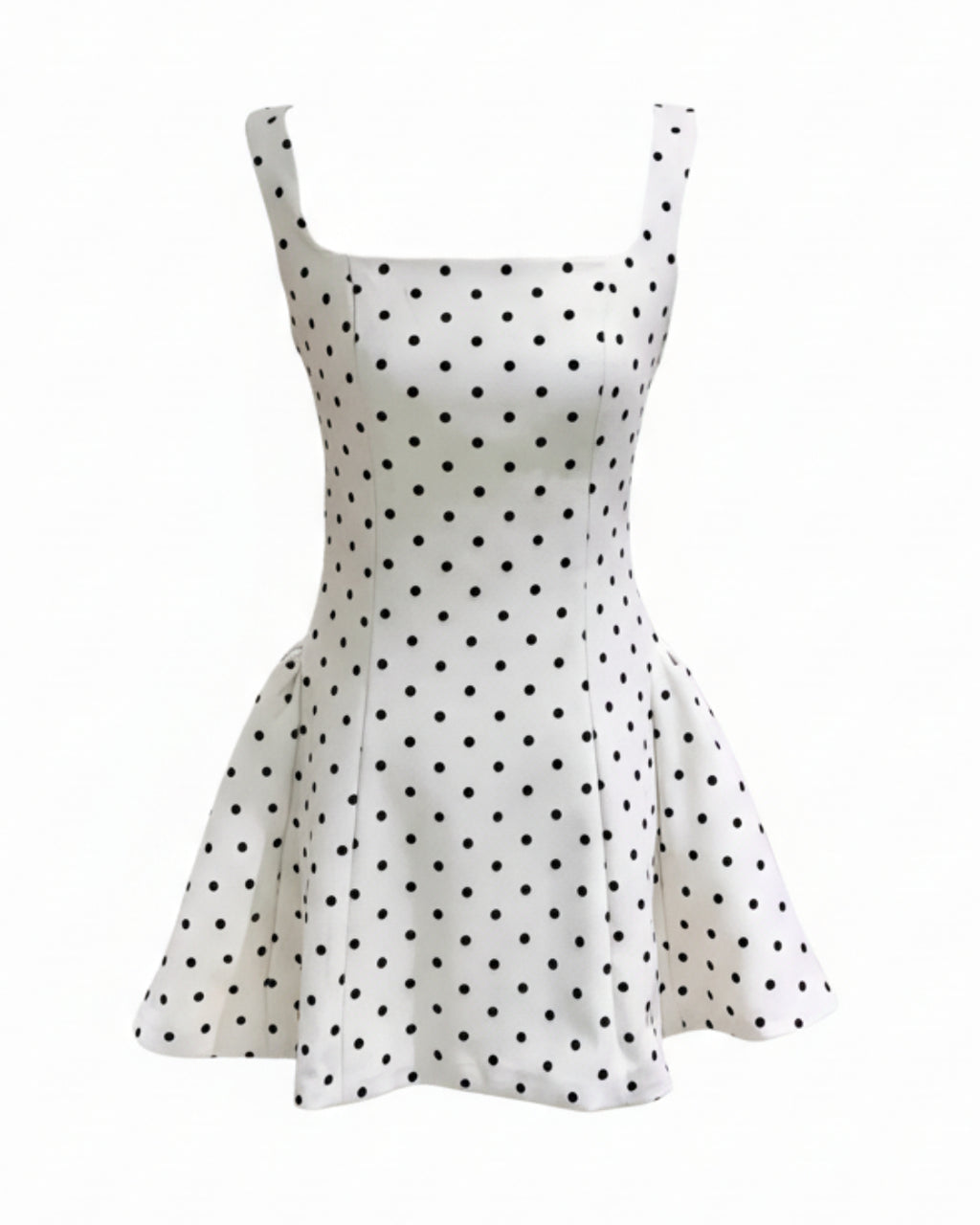 jenny polka dot dress, white dress with black polka dots