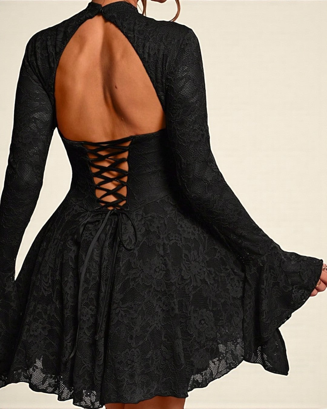 Josephine Mini Long Sleeve Dress - Black