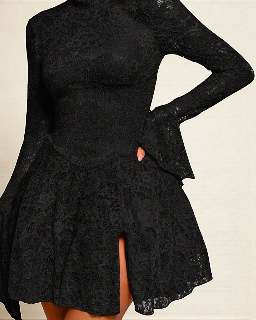 Josephine Mini Long Sleeve Dress - Black