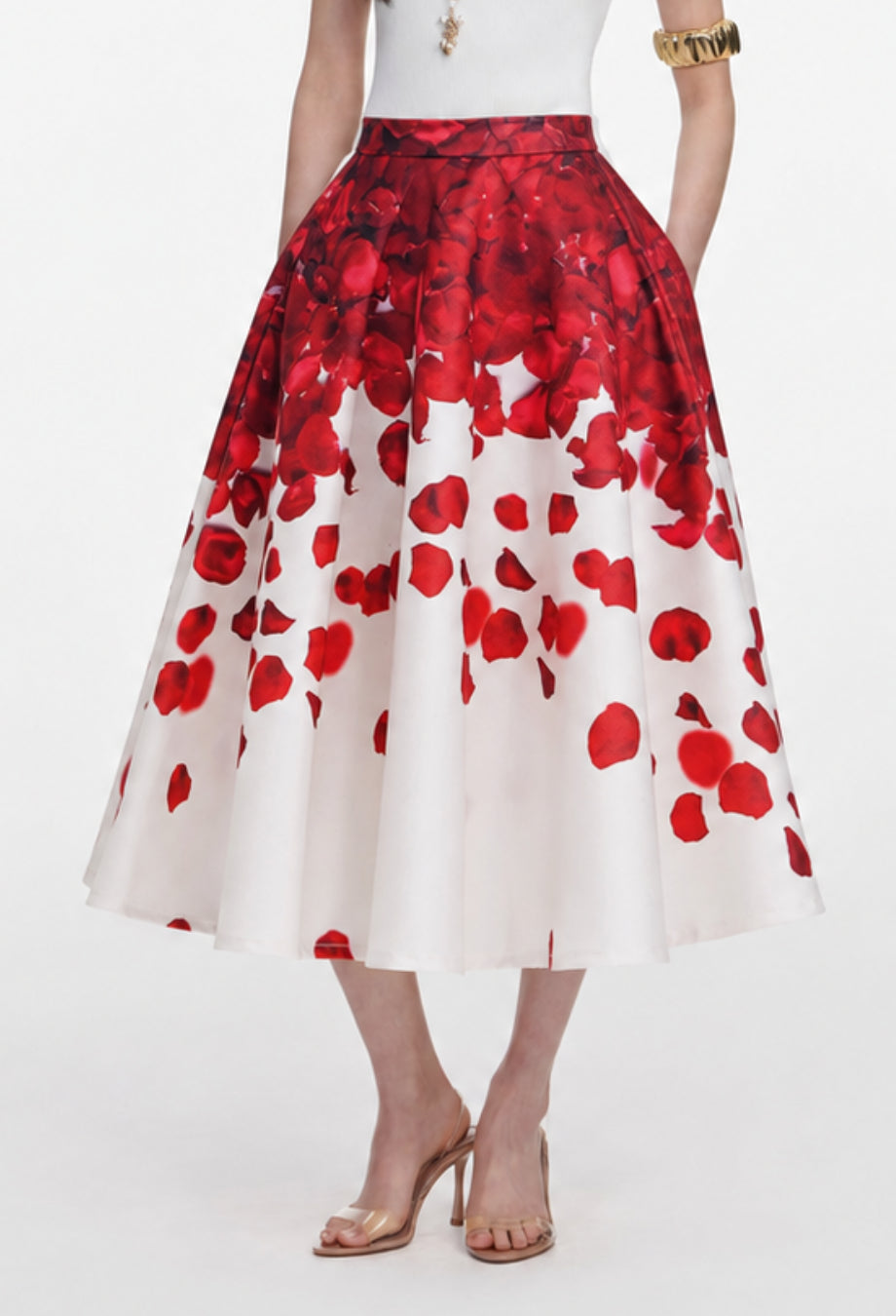 Vintage Floral Midi Skirt, Summer Garden Party Outfit​, skirt midi floral, floral midi skirt for women​