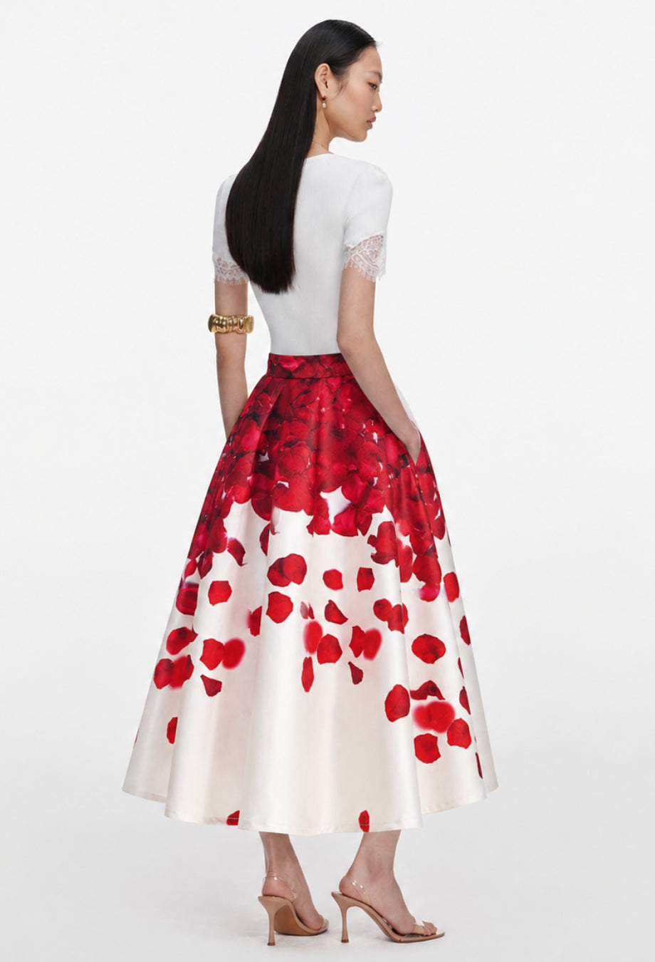 Vintage Floral Midi Skirt, floral print midi skirt​, floral midi skirt women​, zara floral midi skirt