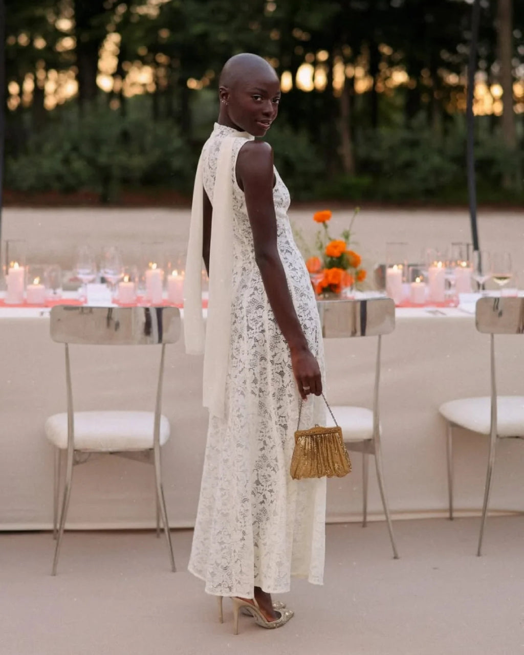 Kinsley White Lace Midi Dress, white dress white, aritzia white dress​