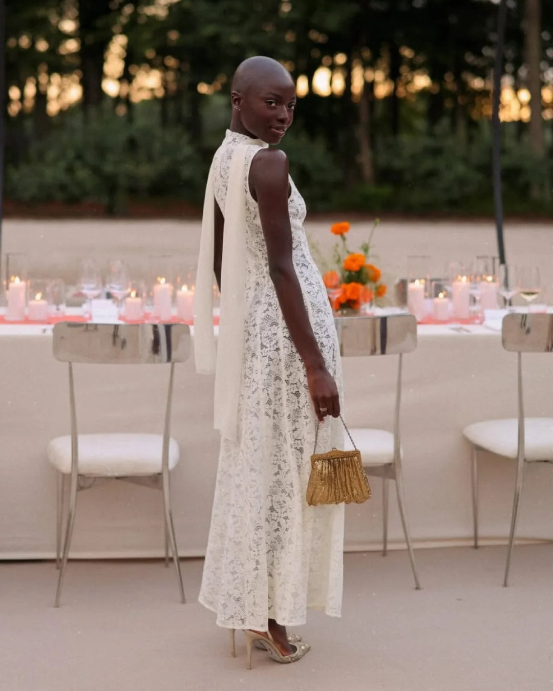 Kinsley White Lace Midi Dress, white dress white, aritzia white dress​