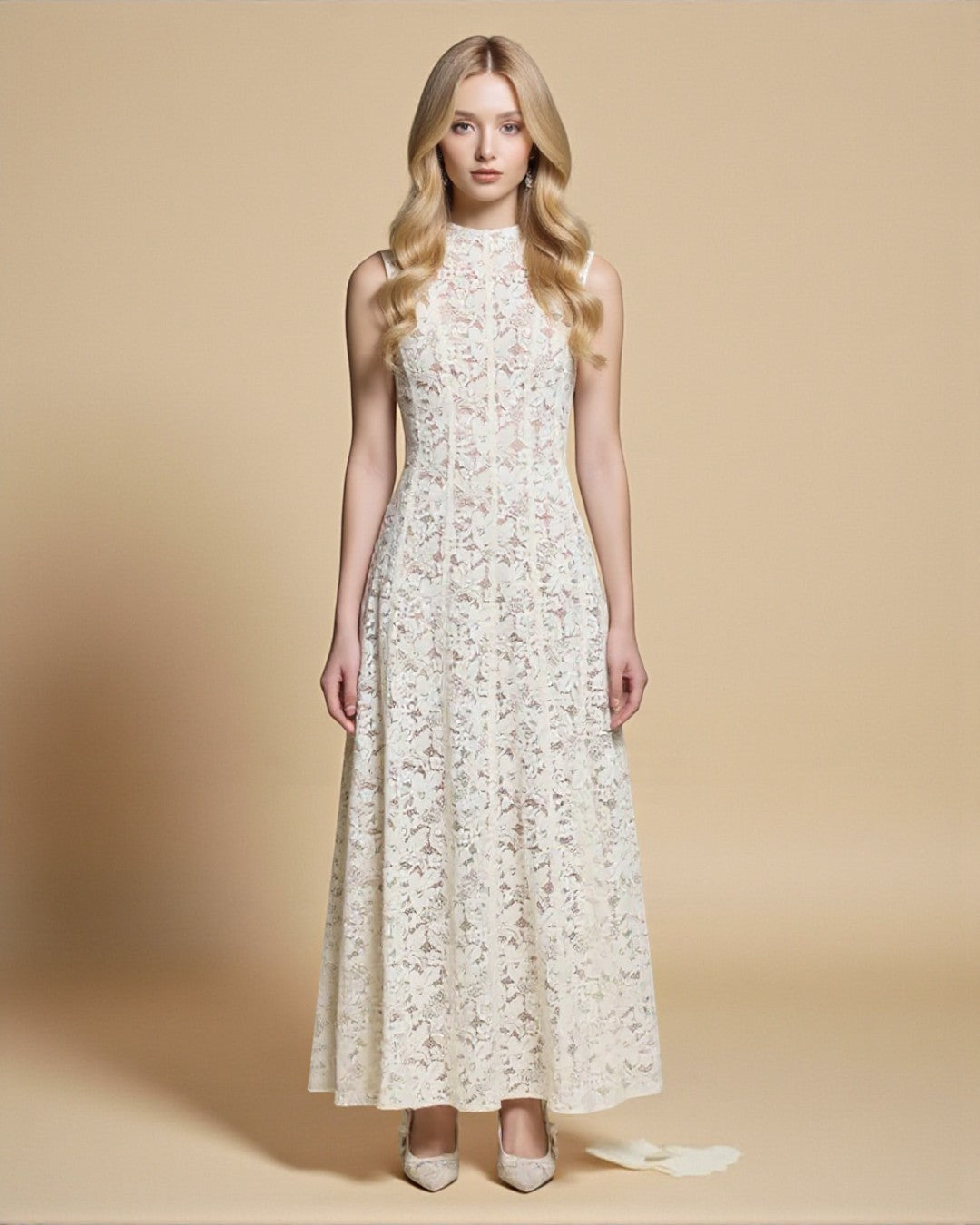 Kinsley Lace Midi Dress - Ivory