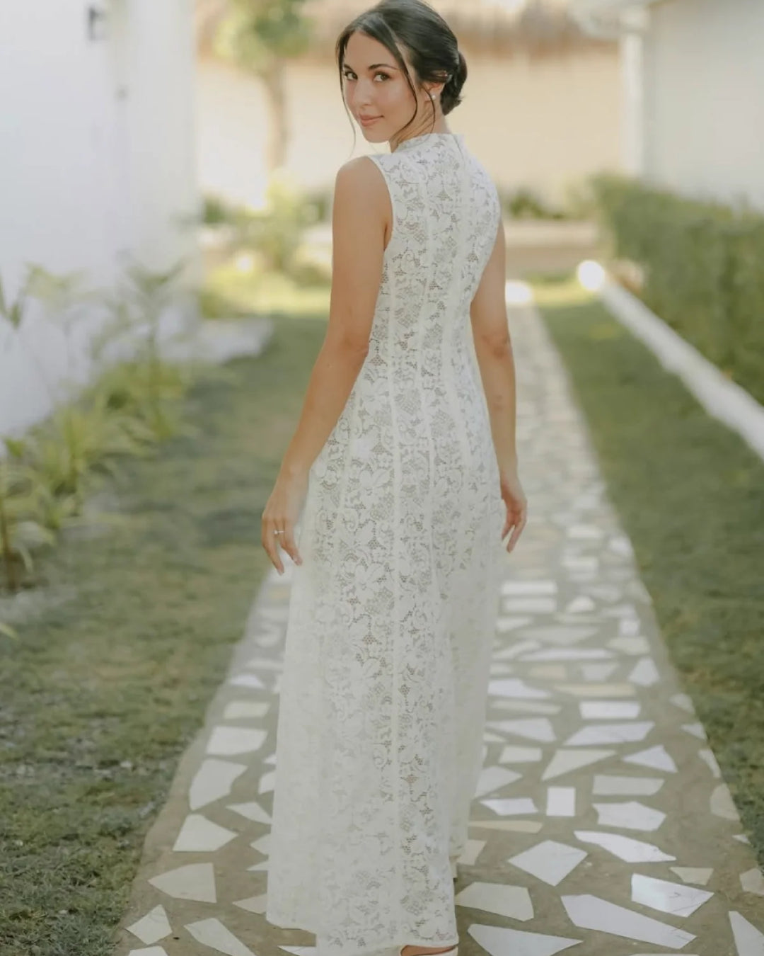 Kinsley White Lace Midi Dress, white dress white, aritzia white dress​