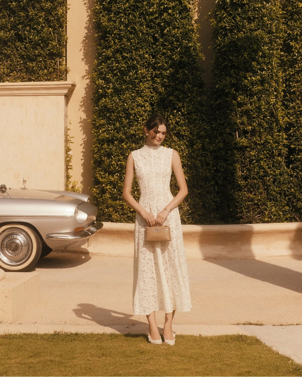 Kinsley White Lace Midi Dress, lace dress dress, lace dress bridal​, lace wedding dress​, white and lace dress​