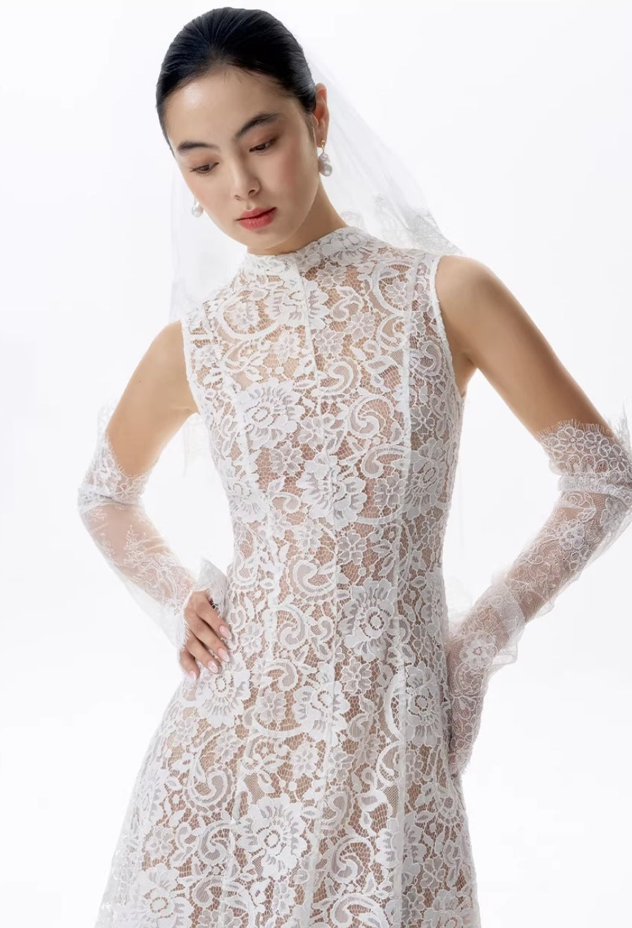 Kinsley White Floral Lace Midi Dress, white lace wedding dress​, boho chic lace wedding dress​
