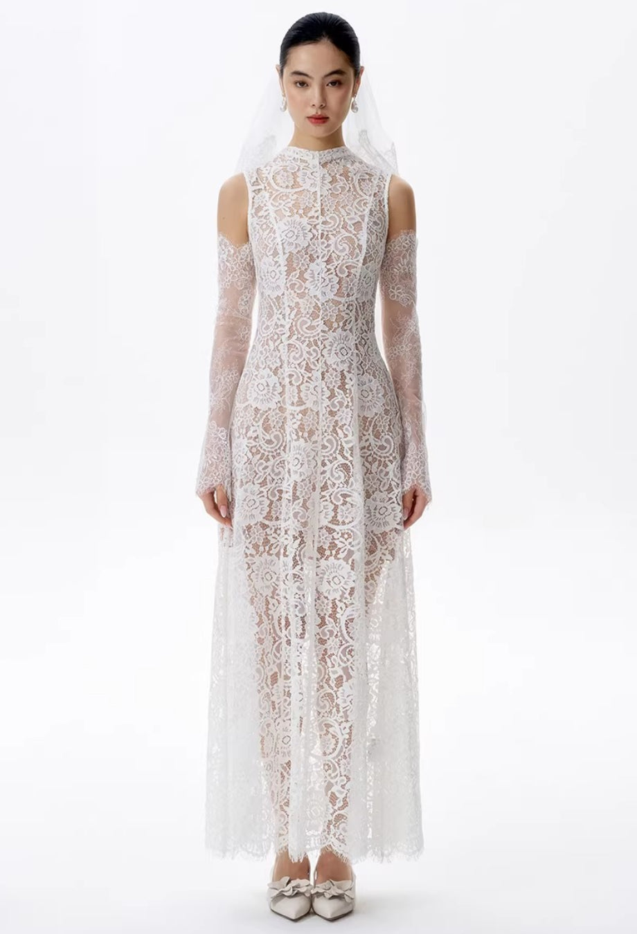 Kinsley White Floral Lace Midi Dress, lace midi dress​, lace white dress​, wedding dress with lace​, lace dress for women​