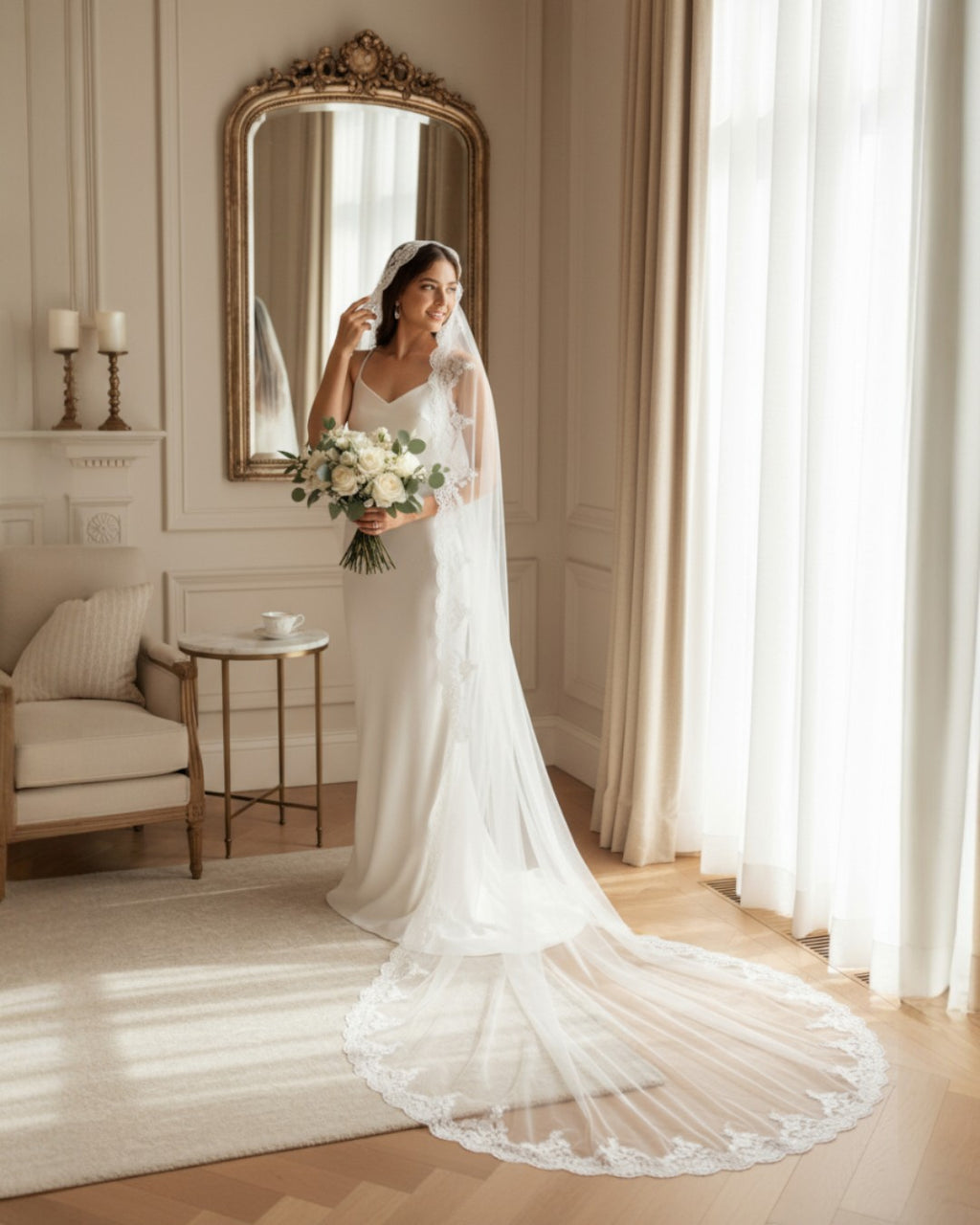 Lace Bridal Veil - Ivory