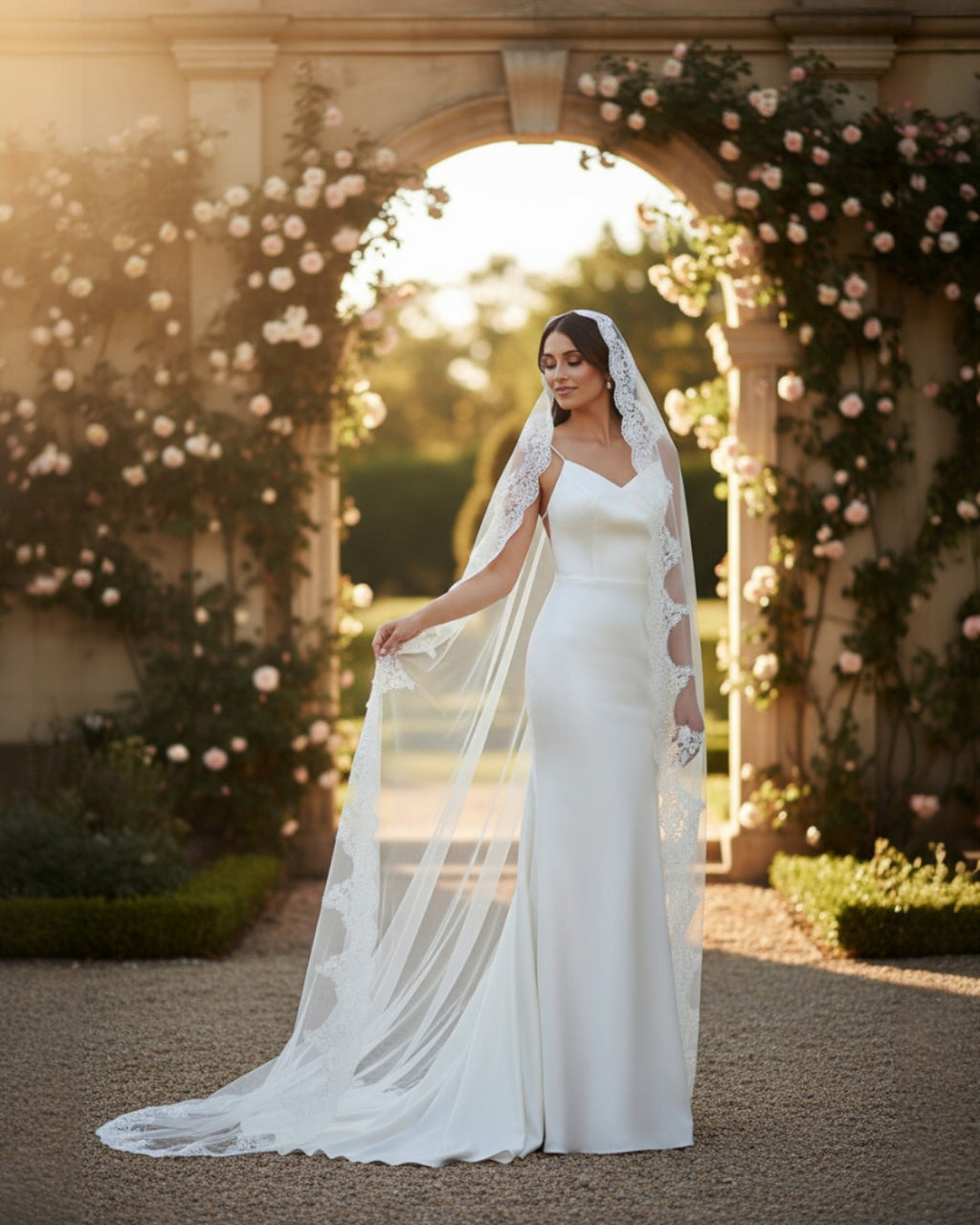 Lace Bridal Veil - Ivory
