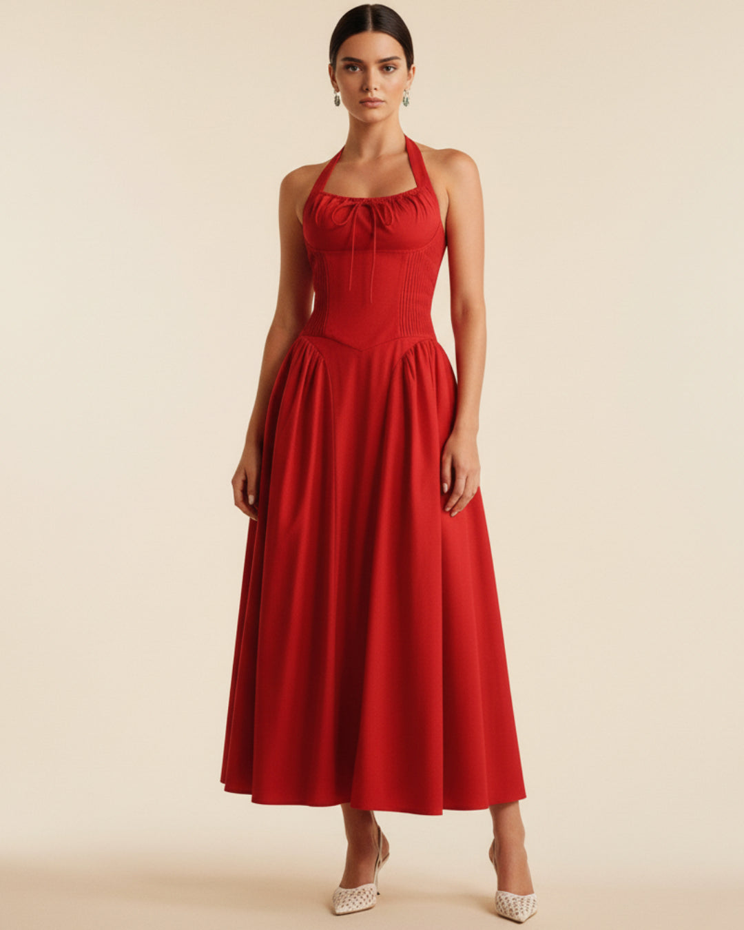 Lanetta Red Midi Dress - Red Birthday Dress for Women Lanetta Red Midi Dress - Red Birthday Dress for Women