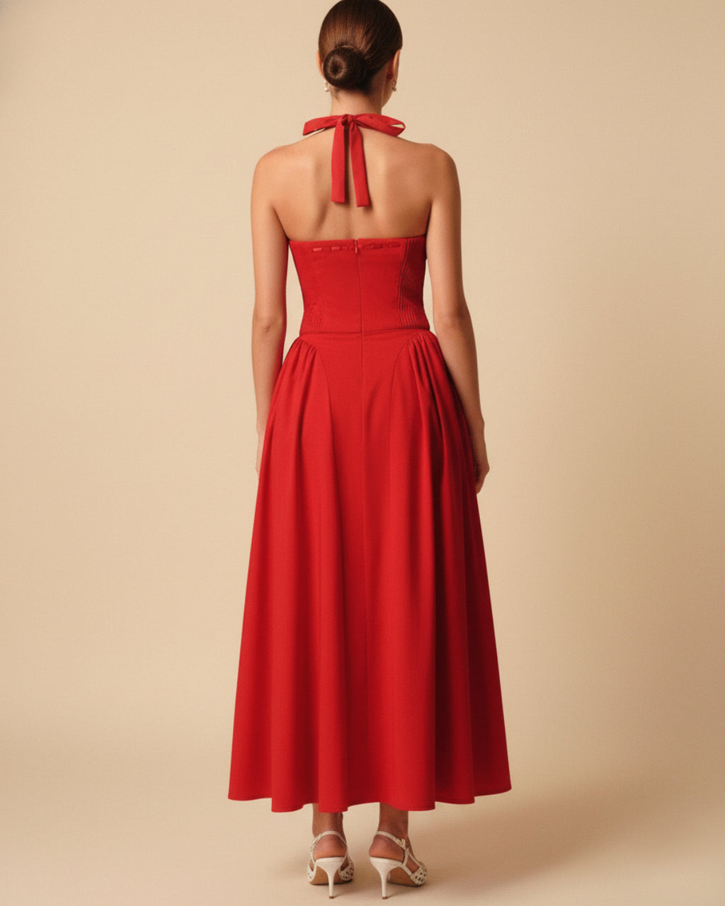 Lanetta Red Midi Dress, dress with red