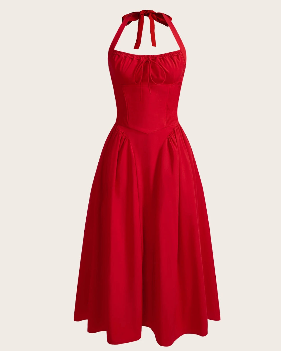 Lanetta Red Midi Dress, dress with red, red dress dress, red dress women