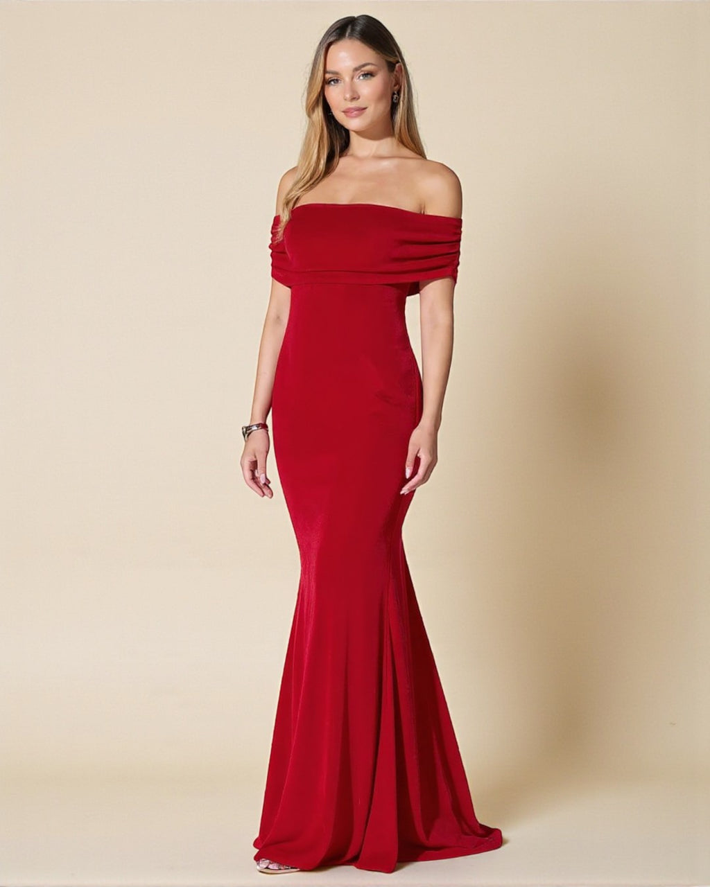 Maxi gowns online – Layla Red Off Shoulder Maxi Dress