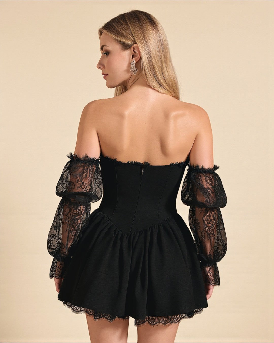 Leah Mini Long Sleeve Dress - Black