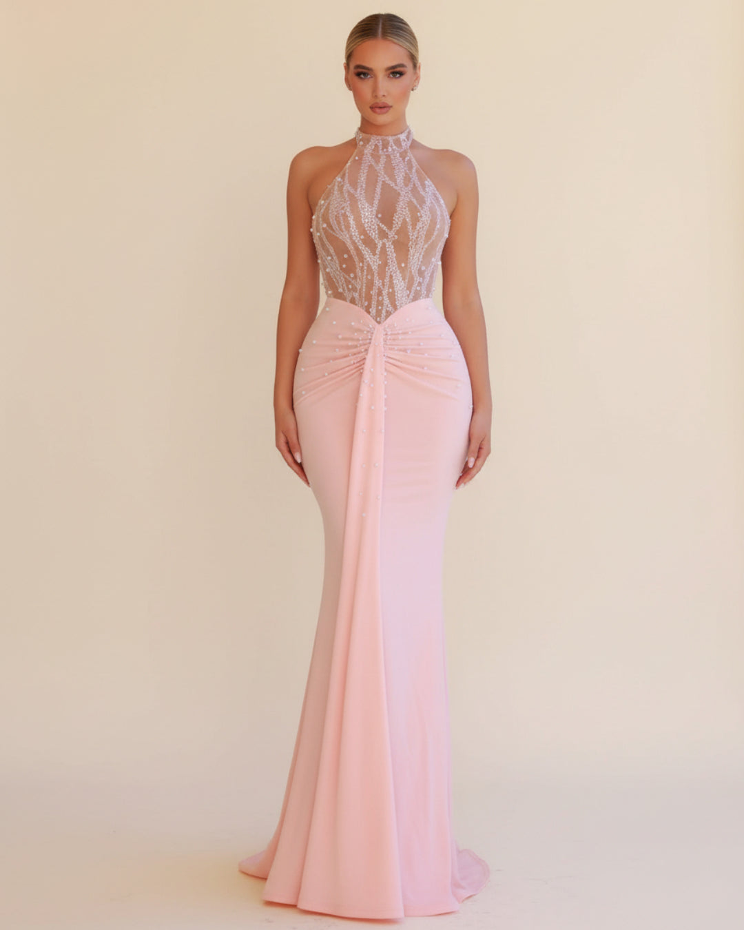 Bubblegum pink dress vibe – Leilani Blush Pink Sequined Maxi Gown