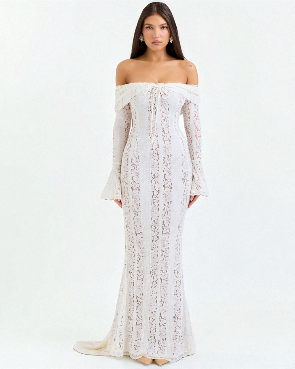 Lettie Off-Shoulder Lace Bodycon Maxi Dress, White dress, ethereal dresses, graduation dresses