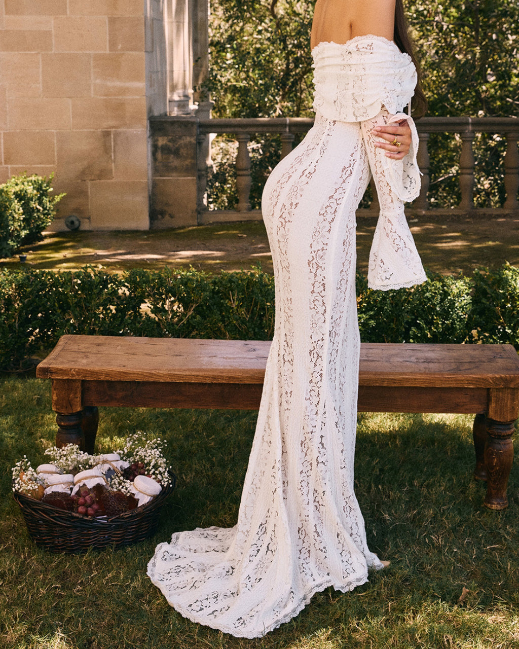 Lettie Off-Shoulder Lace Bodycon Maxi Dress, White dress, ethereal dresses, graduation dresses