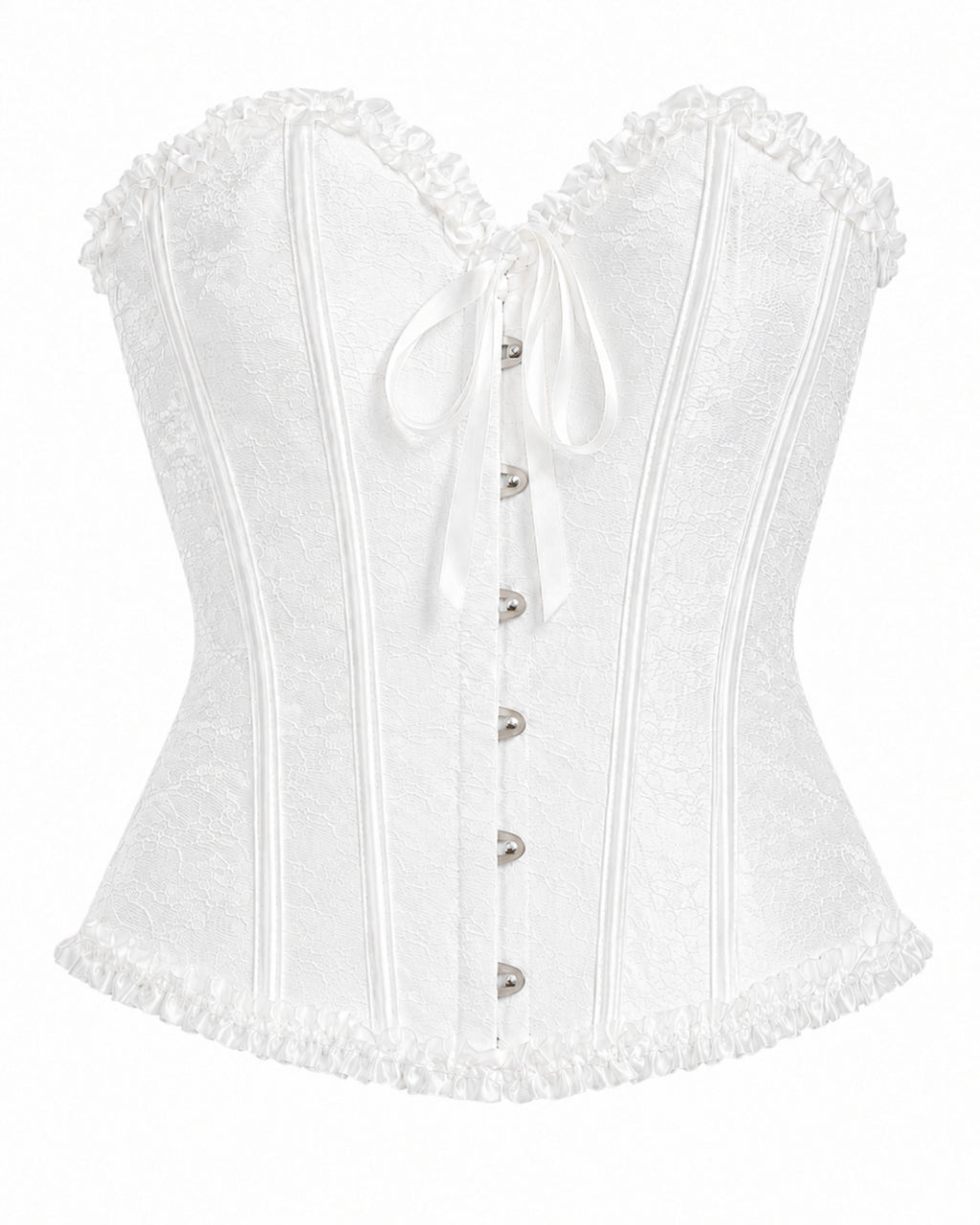 Lia Push-Up Corset Bustier Top, White Corset with Bow Detail, bustier corset top​