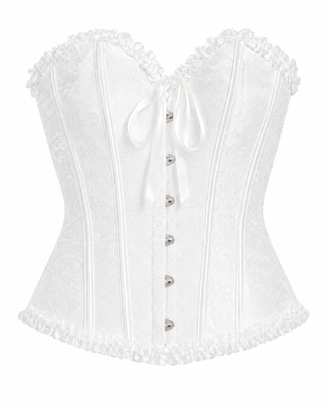 Lia Push-Up Corset Bustier Top, White Corset with Bow Detail, bustier corset top​