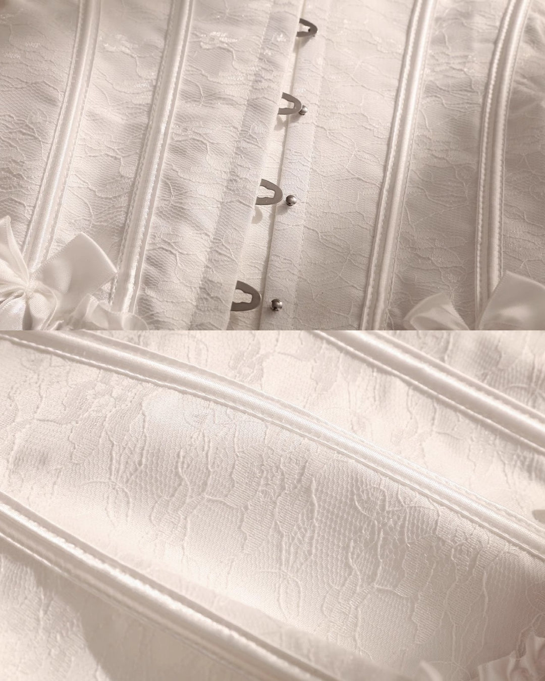 Lia Push-Up Corset Bustier Top, White Corset with Bow Detail, bustier corset top​