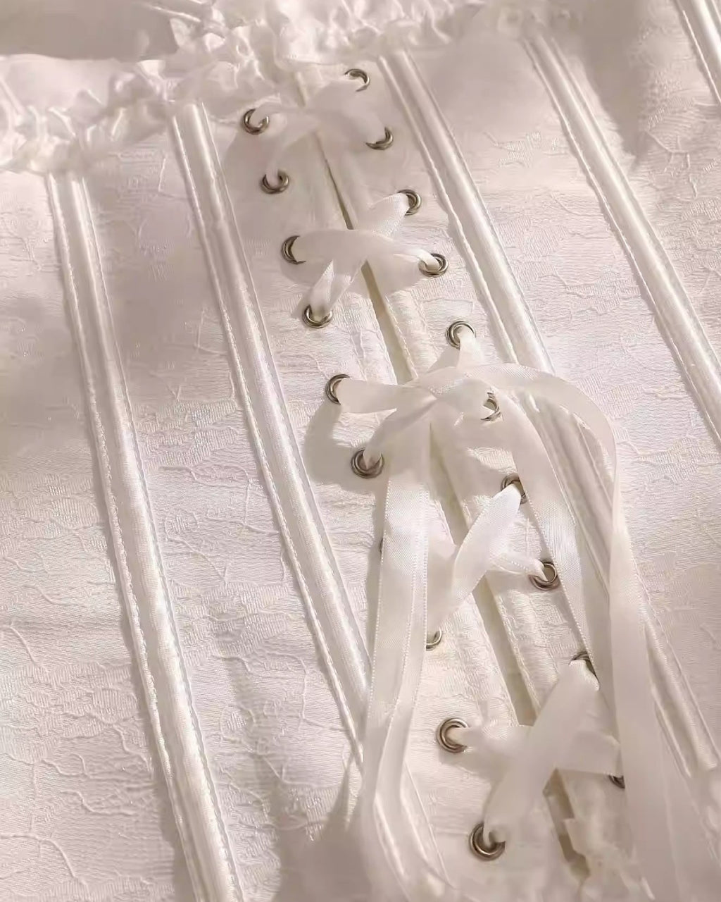 Lia Push-Up Corset Bustier Top, White Corset with Bow Detail, bustier corset top​