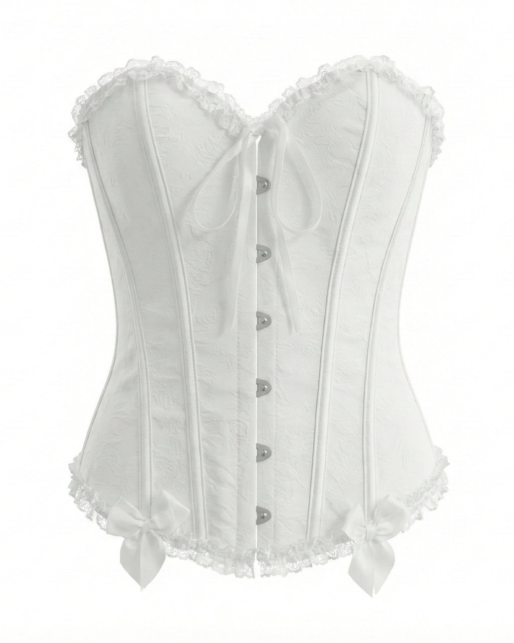 Lia Push-Up Corset Bustier Top, White Corset with Bow Detail, bustier corset top​