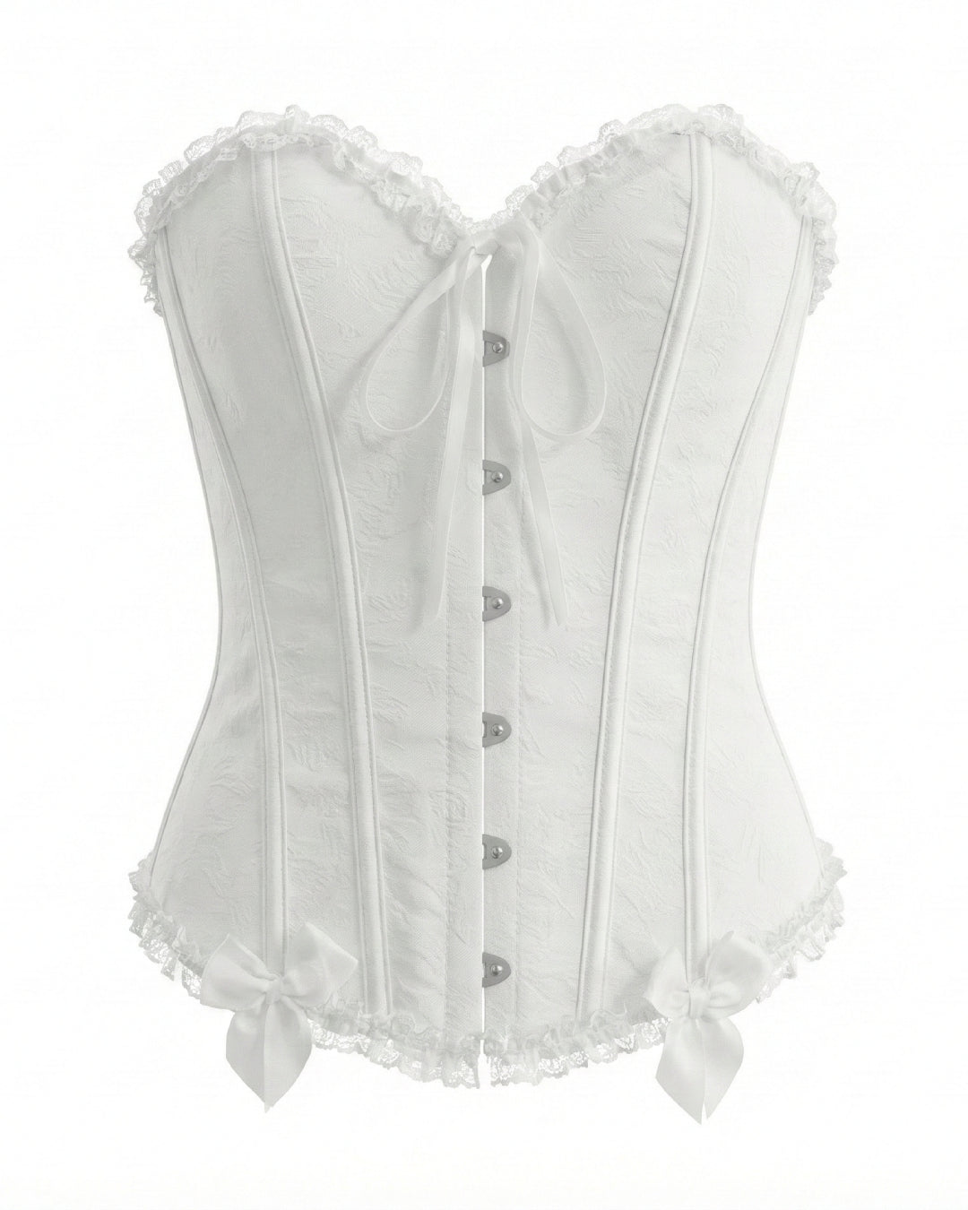 Lia Push-Up Corset Bustier Top, White Corset with Bow Detail, bustier corset top​