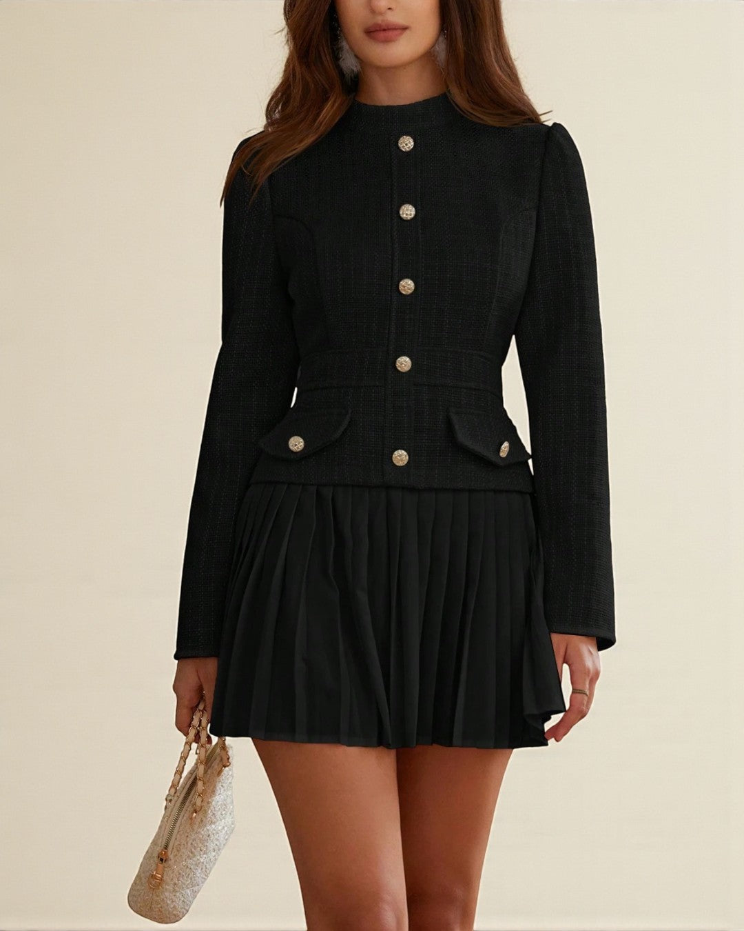 Lillian Mini Long Sleeve Dress - Black