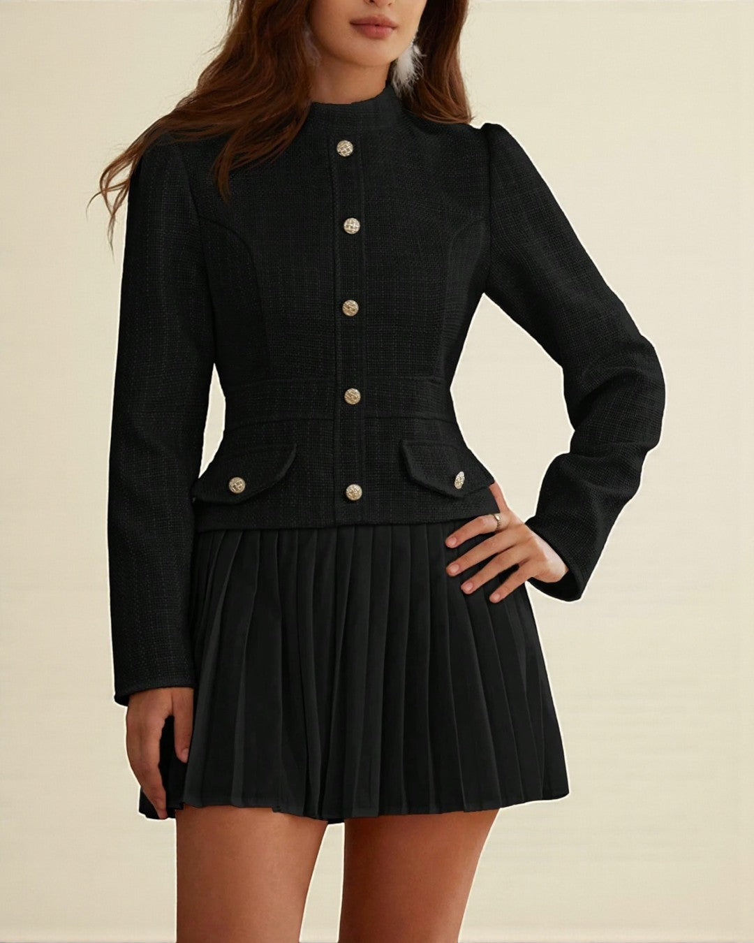 Lillian Mini Long Sleeve Dress - Black